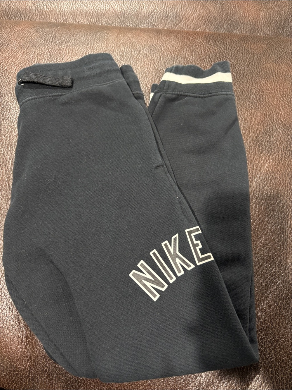 Nike Black Kids Jogger Sweatpants with White Accent
